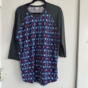 LulaRoe Geometric Pattern Raglan Sleeve Shirt
